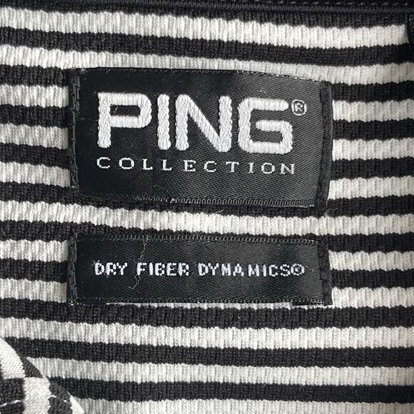 Ping Mens Golf Polo Shirt Extra Large XL Striped Dry Fiber Dynamics Black White - Picture 4 of 10